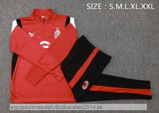 Nuevo Conjunto Completo Sudadera Entrenamiento AC Milan 23/24 Rojo I Negro Blanco Baratas